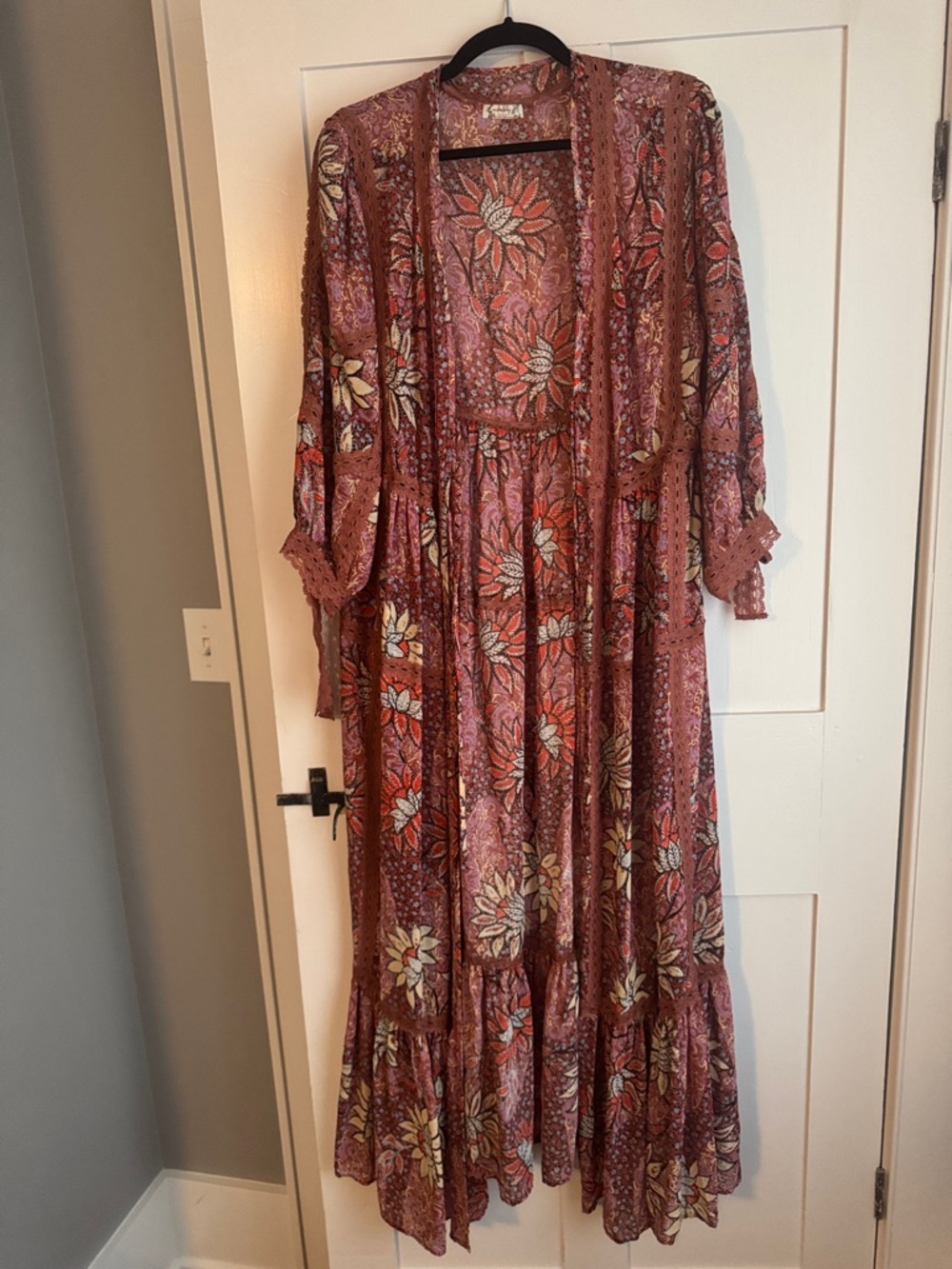 Floral Tiered Maxi Cover Up in Dusty Rose